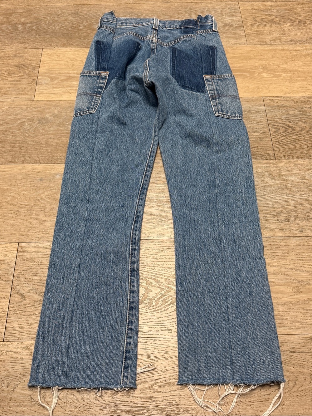 Vintage EB Denim Reconstructed Levi 501’s Size 23 USA MADE 23x27 Distressed